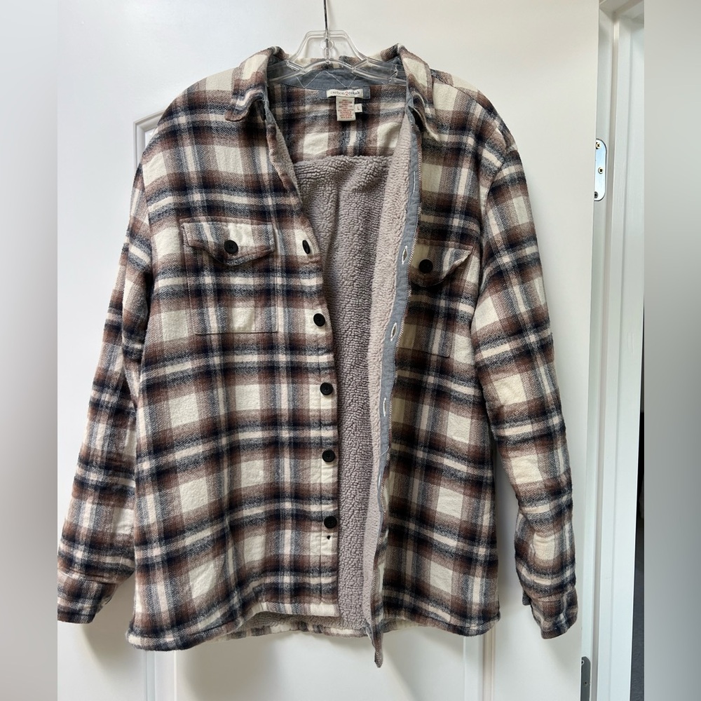 Plaid Sherpa-Lined Shirt Jacket